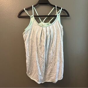 Calia by Carrie Underwood teal blue Heathered Athletic Tank Built in Bra Size S